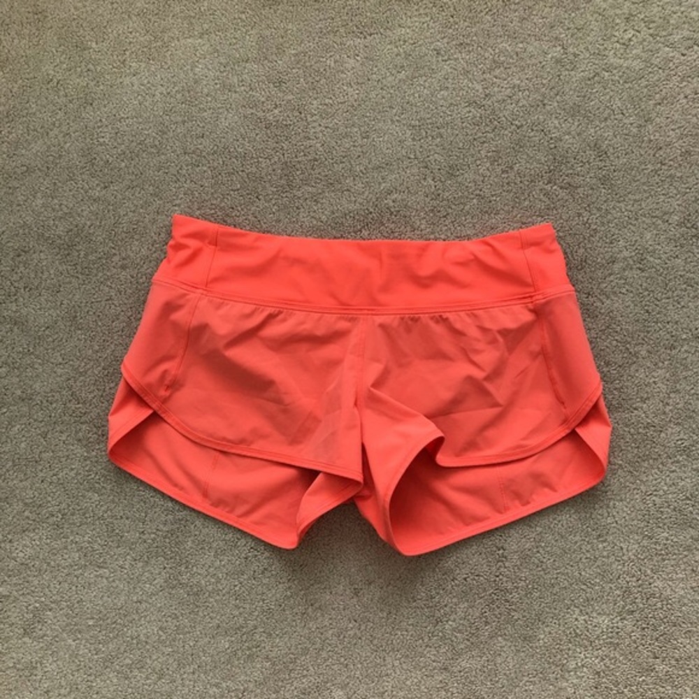 Lululemon speed 3 shorts. Grapefruit color
